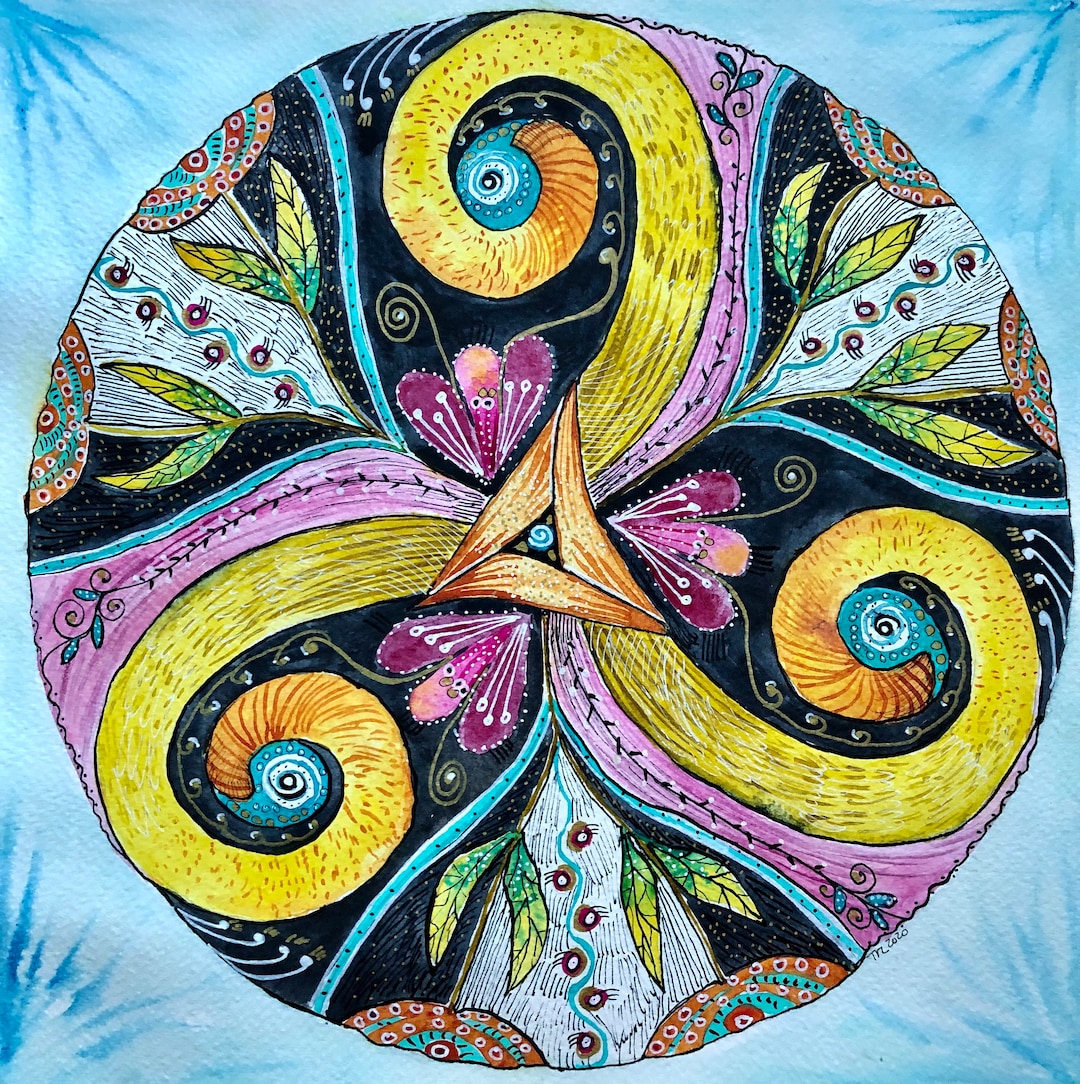 Triskelion Original Watercolor and Ink Drawing - Etsy