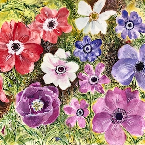 Anemones - original watercolor painting