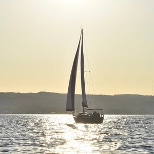 Traverse City Sailboat at Sunset, 8x10 Matted Print