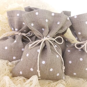 Set of 11 Linen Favor Bags: Rustic Wedding Shower Pouches (3.7x5.5'')