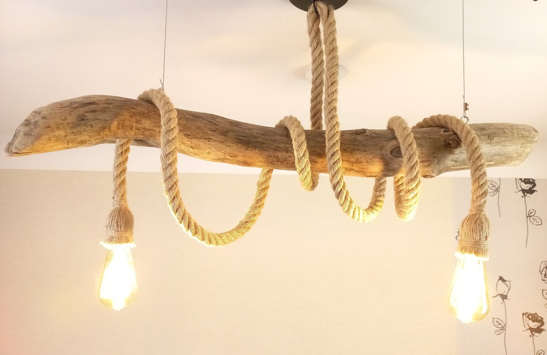 Floating Driftwood Pendant Light 3.2 Ft Long Rustic Etsy