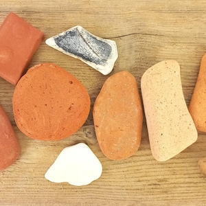 5 Sea Terracotta Brick Shards: Coastal Mosaic Tile Pieces (2.7-3.1&#39;&#39;)
