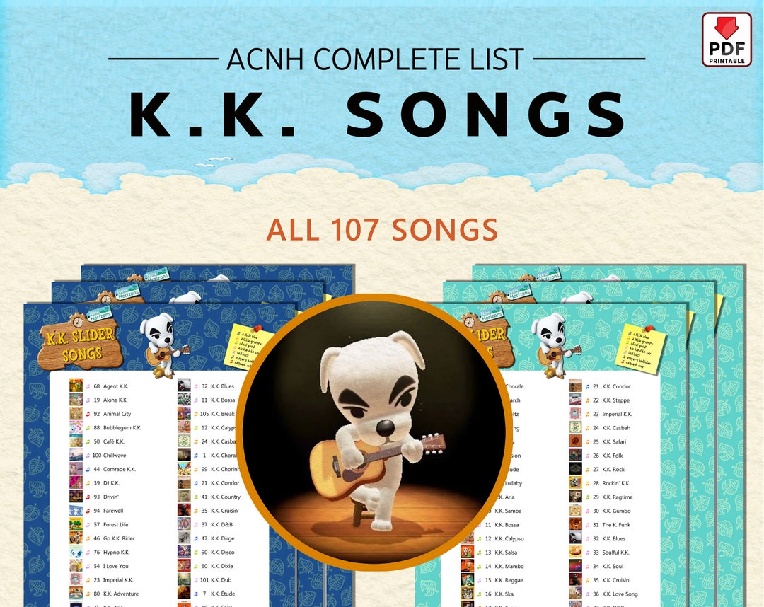 Animal Crossing K.K Slider Song Checklist and Tracker, New Horizons 2.0