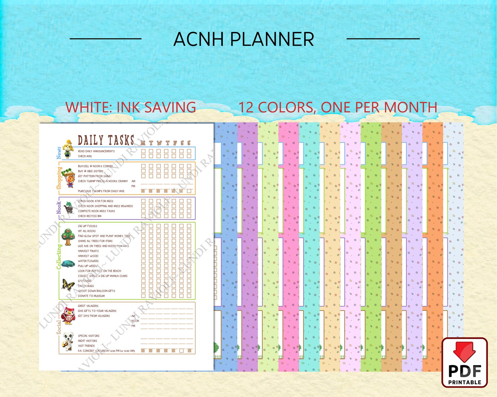 Animal Crossing Weekly Planner, Daily Tasks, New Horizons 2.0 Update ...