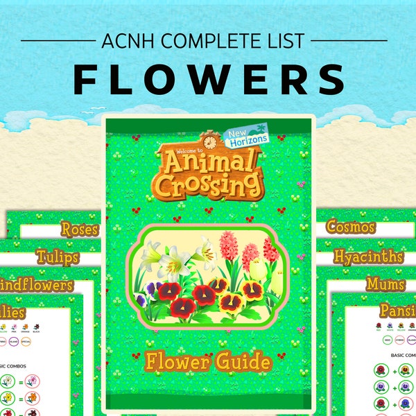 Animal Crossing Flower Breeding Guide, checklist and tracker, New Horizons 2.0 update, printable PDF, instant download