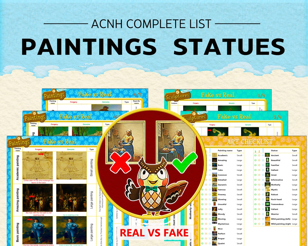 ACNH Art Guide, Identify Fake and Genuine Art, Paintings and Sculptures