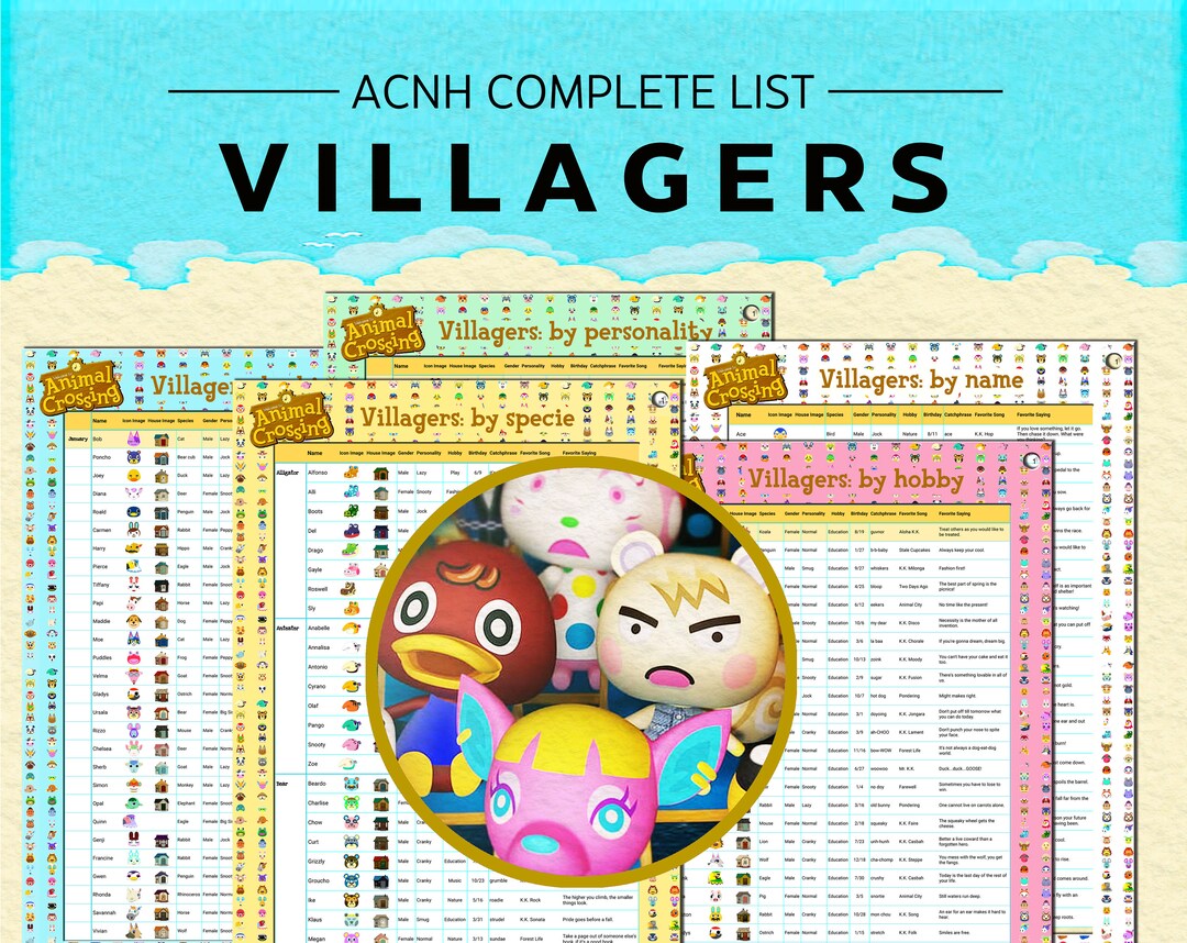 Acnh Villager Complete List, Animal Crossing Guide, Printable Pdf