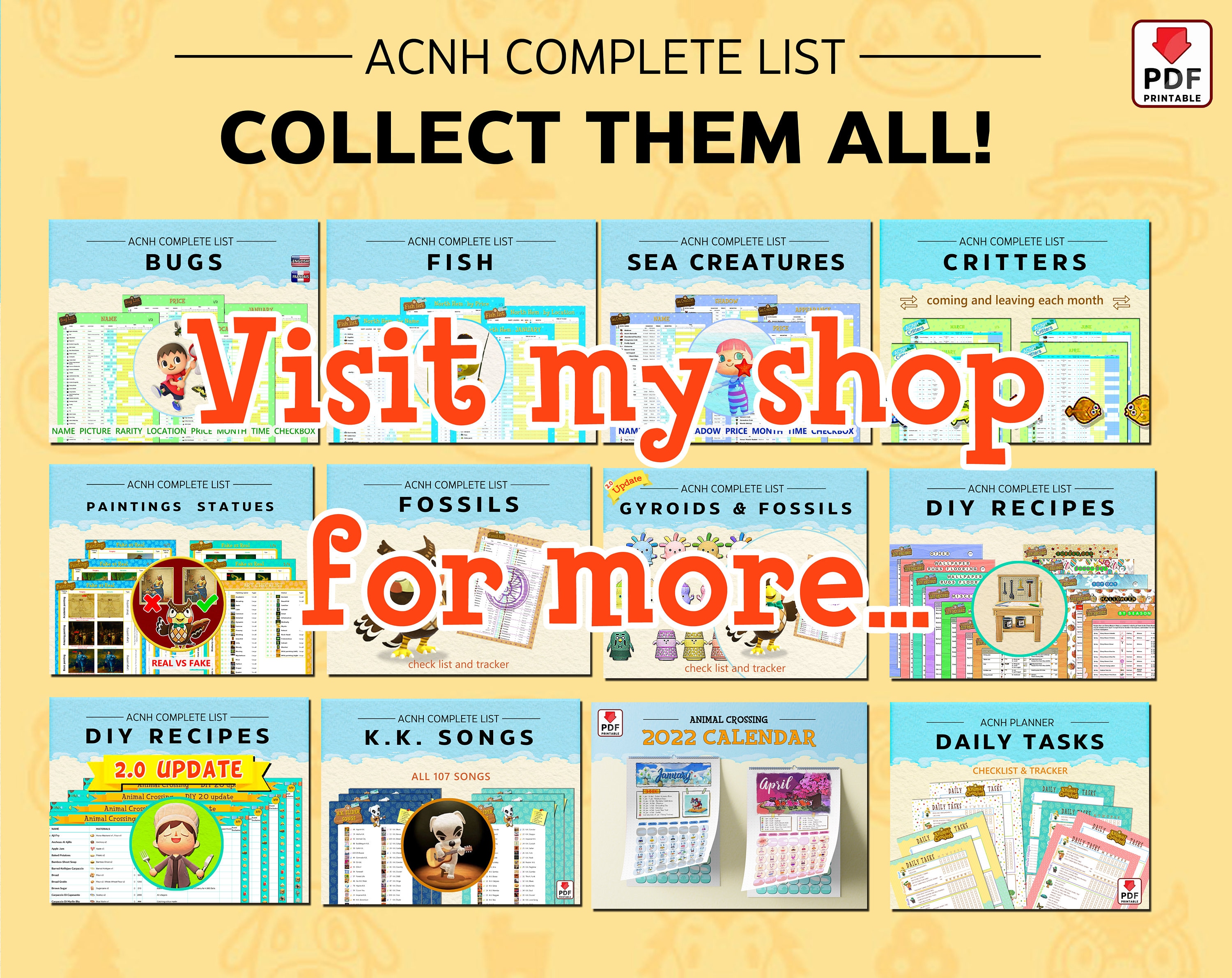Acnh Villager Complete List, Animal Crossing Guide, Printable Pdf Etsy