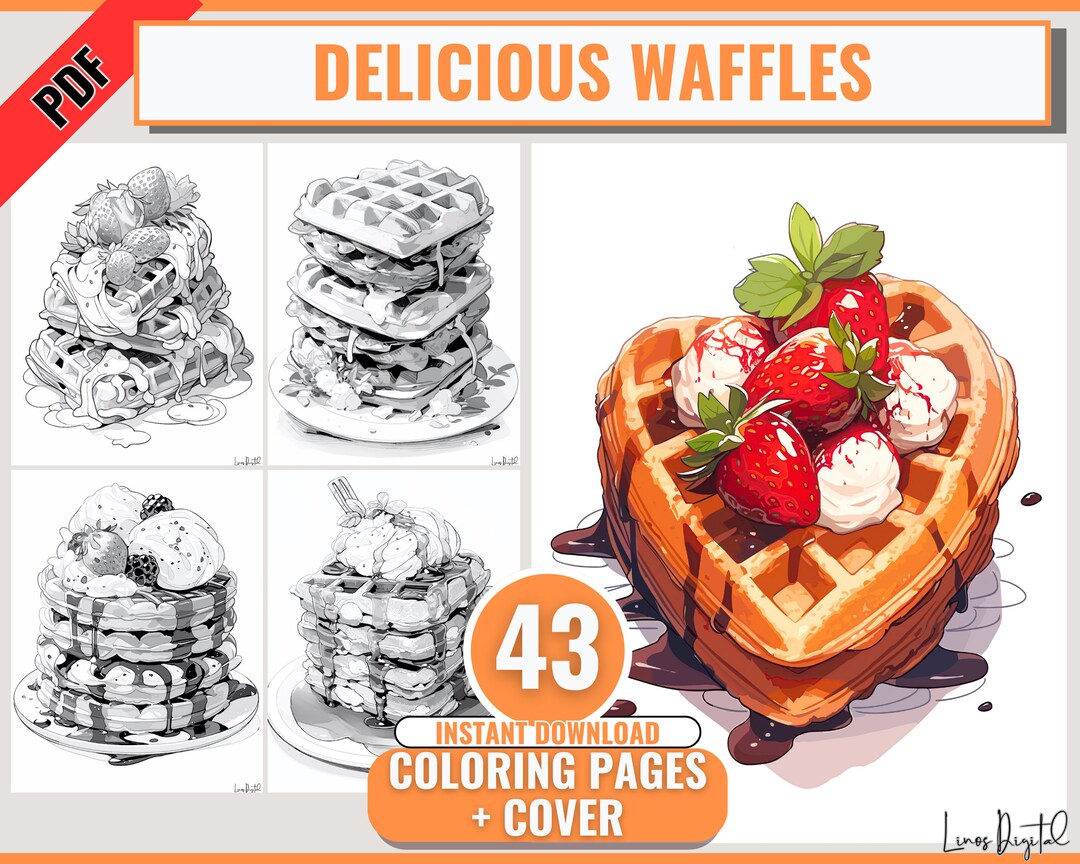 10 Waffles Coloring Pages Printable for Adults: Indulge in Culinary Delights