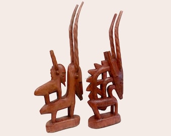 Female Chi Wara Figure (Mother and Child, Brown)