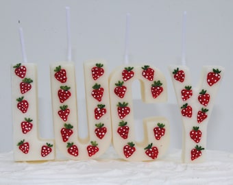 Strawberry Birthday Cake Candle - Etsy