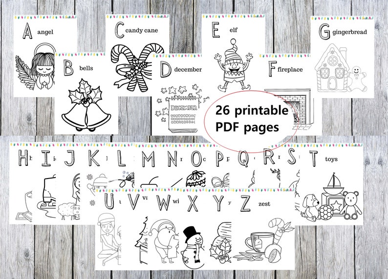 Download Christmas Coloring Pages Christmas Coloring Alphabet Etsy