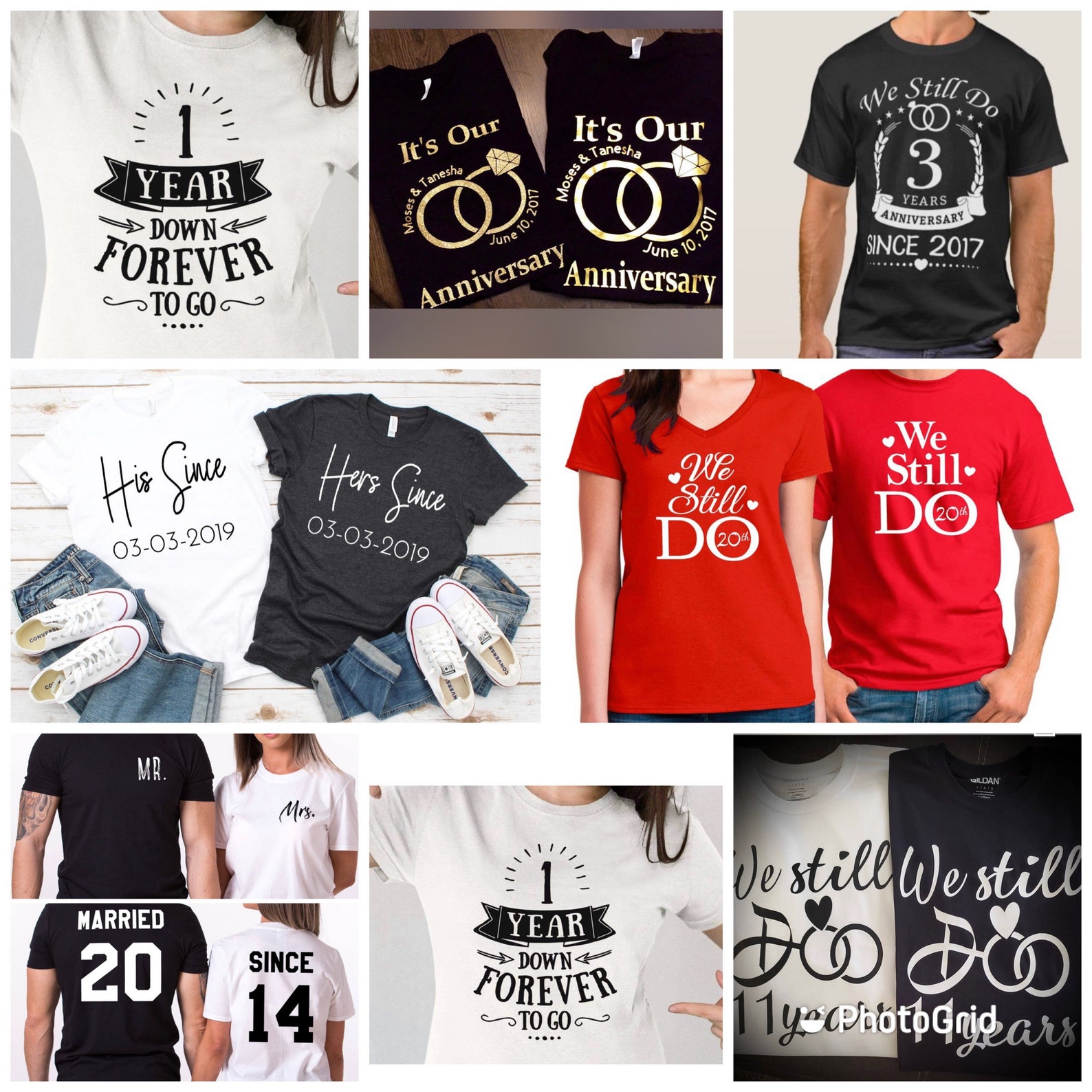 Couples anniversary matching t shirts 30.00 per set . Please Etsy