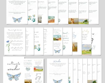 Joy Wonder Printable, Charlotte Mason, Print & Cursive Handwriting, Nature Poetry, Homeschool Morning Menu, Copywork Memorization, Wall Art