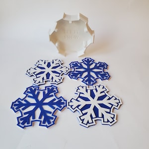 Snowflake Multi-Color Drink Coaster Set - Set of 4
