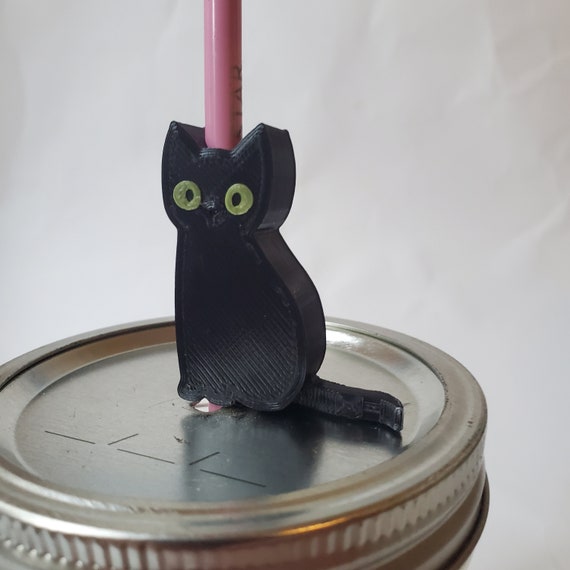 Black Cat Spooky Halloween Straw Topper Straw Buddy Dual Color 