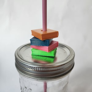 Colorful Book Stack Straw Topper Straw Buddy - Four colors