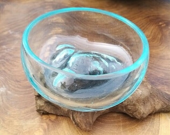 Glass Bowl on Wooden Base Small