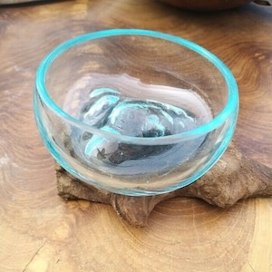 Glass Bowl on Wooden Base Small