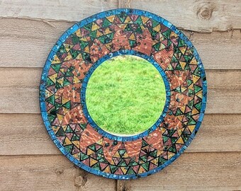 Sun Face Mosaic Tile Wall Mirror 20cm x 20cm 8 inches New Handmade Fairtrade 
