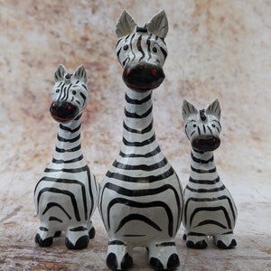 Wooden Zebra Ornament Set of 3