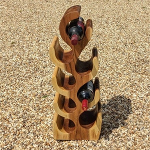 Wine Rack 8 Bottle Wine Holder Solid Wood Free Standing
