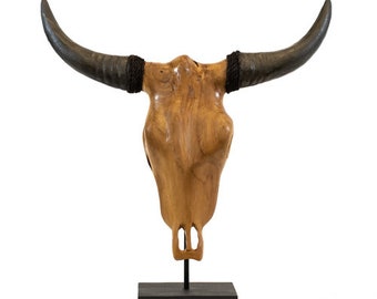 Buffalo Skull Wooden Buffalo Bust Freestanding or Wall Mounted