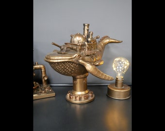 Steampunk Whale battle ship figure