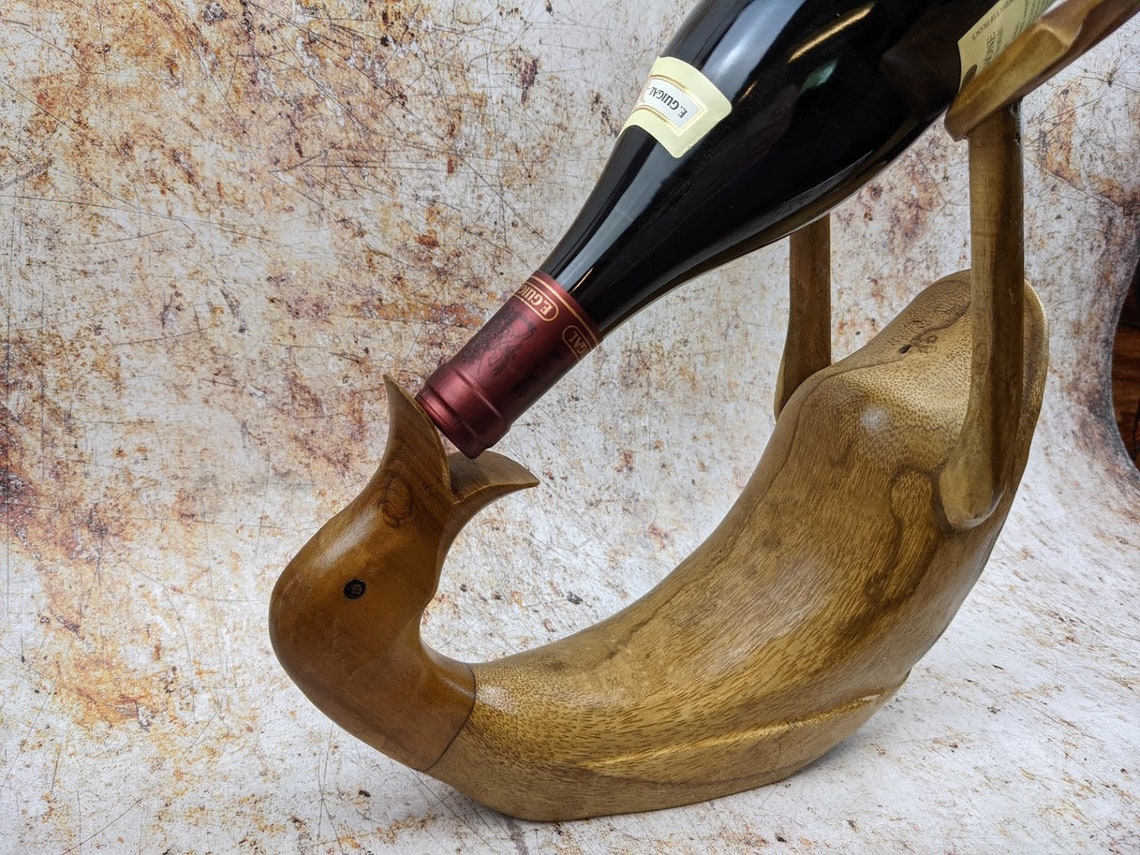 Wine Bottle Holder Drunken Duck Wine Rack Boozing Duck Wooden Etsy UK