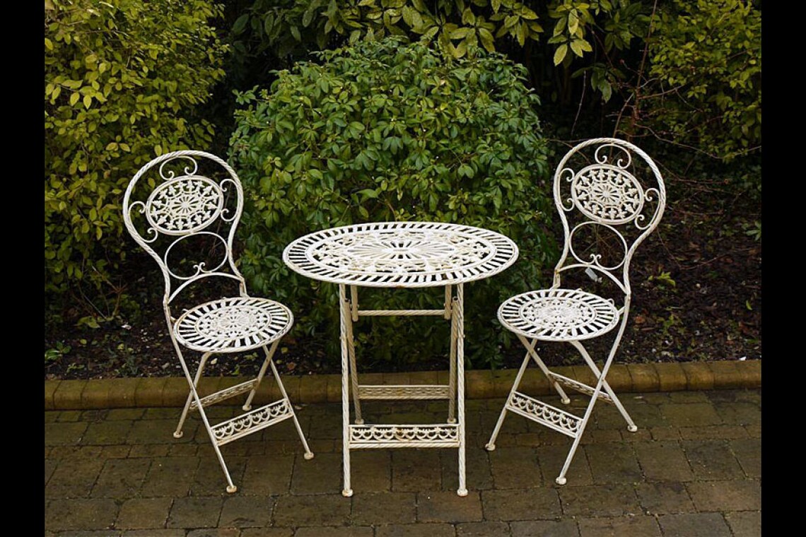 Bistro Set Oval Cream Table and 2 Chairs Garden Set Etsy UK