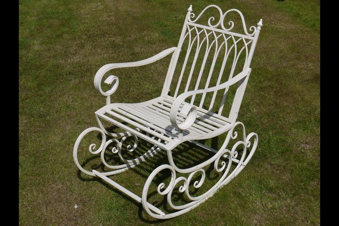 Garden Rocking Chair Gothic Cream Distressed Finish - Etsy