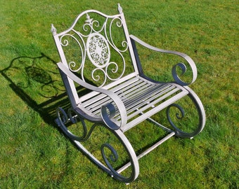 garden rocking chair steel antique grey finish