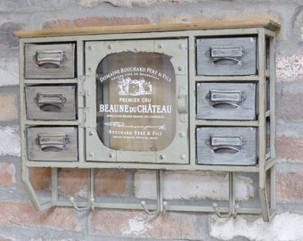 wall cabinet shabby chic with coat hooks