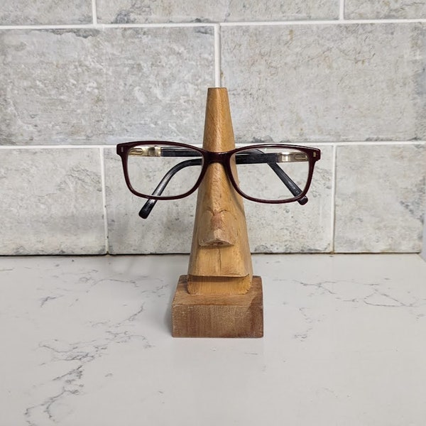 Nose Reading Glasses Holder Wooden Carved Spectacle Stand