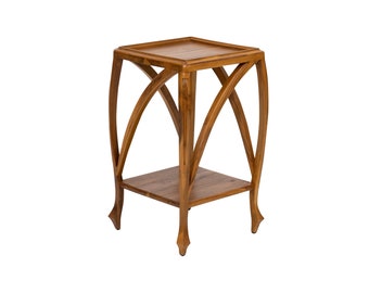 Teak lamp table art nouveau style side table 38cm square