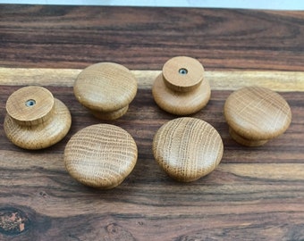 Knobs Oak Mushrooom Set of 6 Wooden Waxed Finish Handles