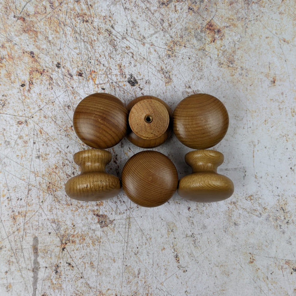 Pine Wooden Handles Set of 6oak Finish Drawer Knob 40mm Etsy