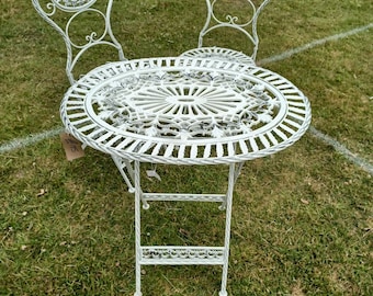 Bistro set oval cream table and 2 chairs garden set