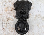 Dog Door Knocker Canine Cast Iron Door Mounted Doorbell Unique Gift