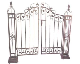 Vintage garden arch with gates rusty brown finish