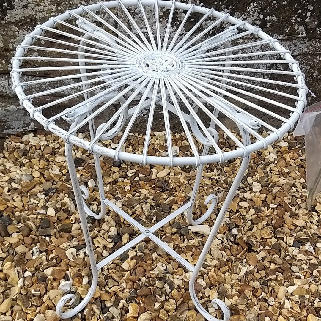 White Garden Coffee Table Retro Style 44cm Wide Etsy UK