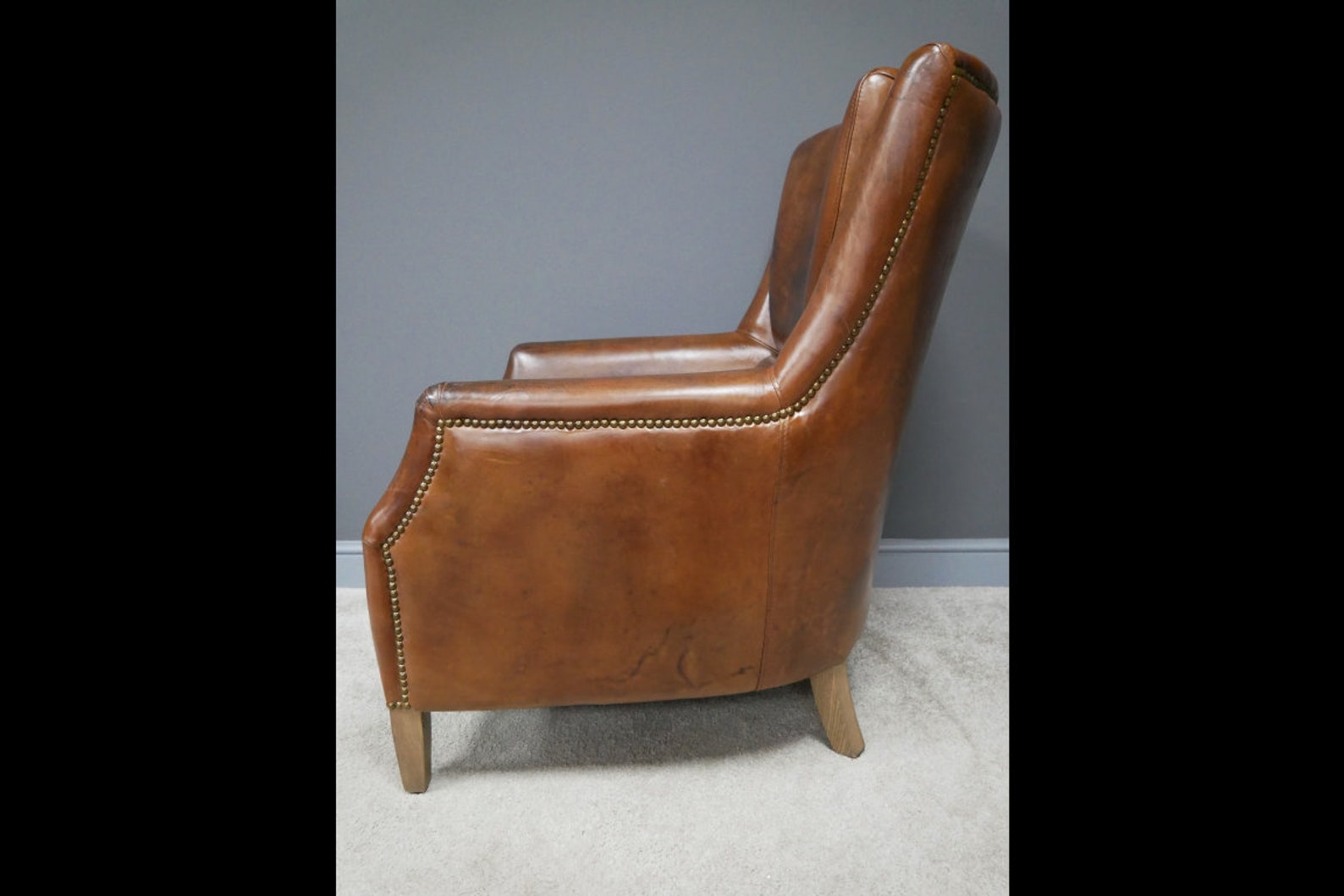 Vintage Leather Chair High Back Genuine Leather Reading Chair Etsy