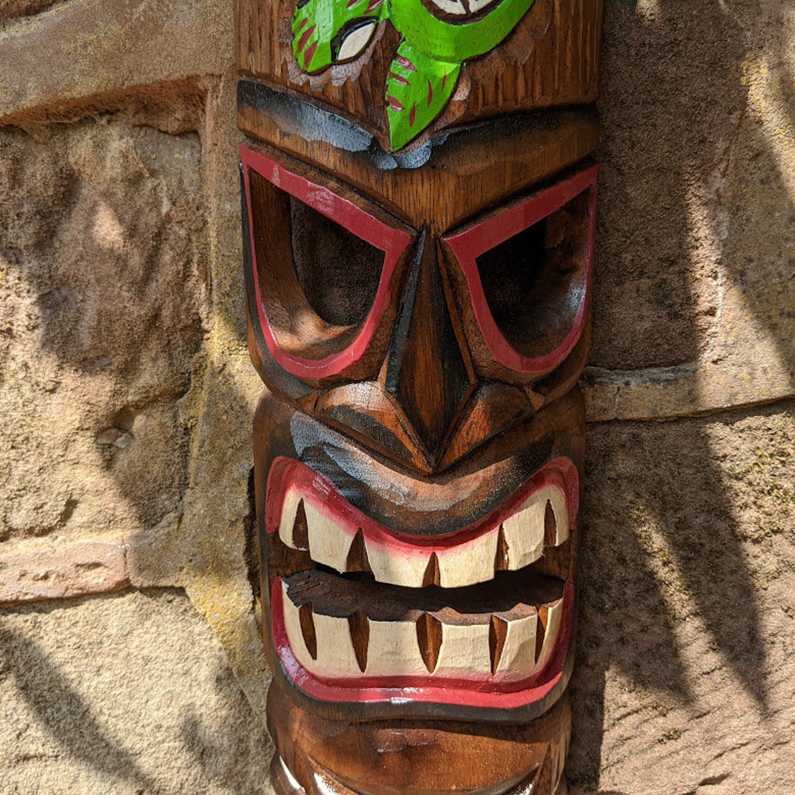 Tiki Mask Turtle Design 50cm Wooden Hand Painted Man Cave Etsy