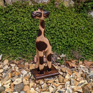 Wooden giraffe statues best sale 200cm