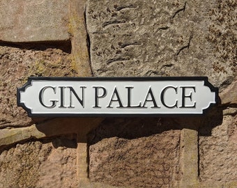 Letrero metálico decorativo para la calle Gin Palace, para interiores o exteriores.