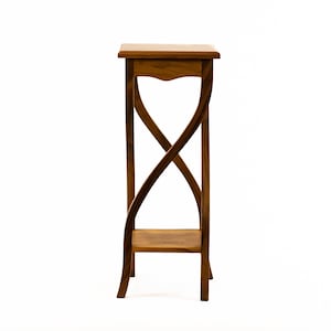 Twisted Teak Plant Stand: Contemporary Solid Wood Display (75cm)