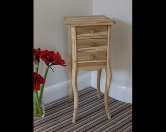 Square 3 Drawer Chest Teak Unfinished Bedside