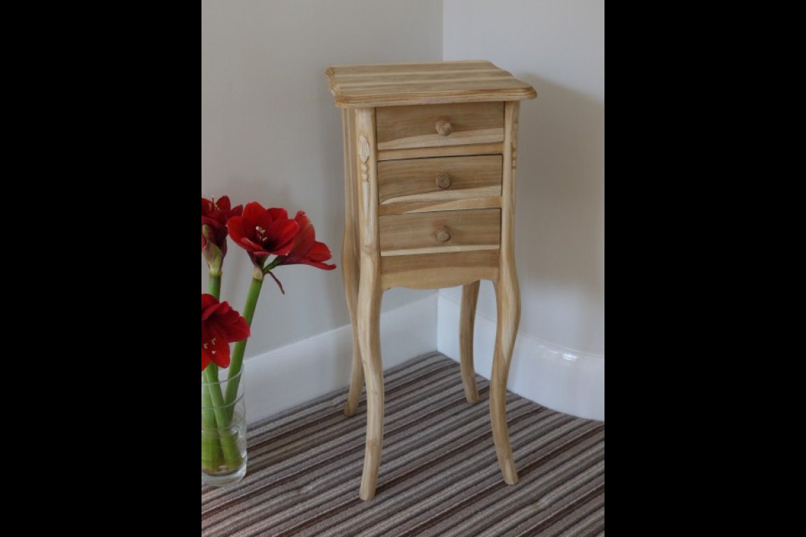 Untreated wood nightstand deals