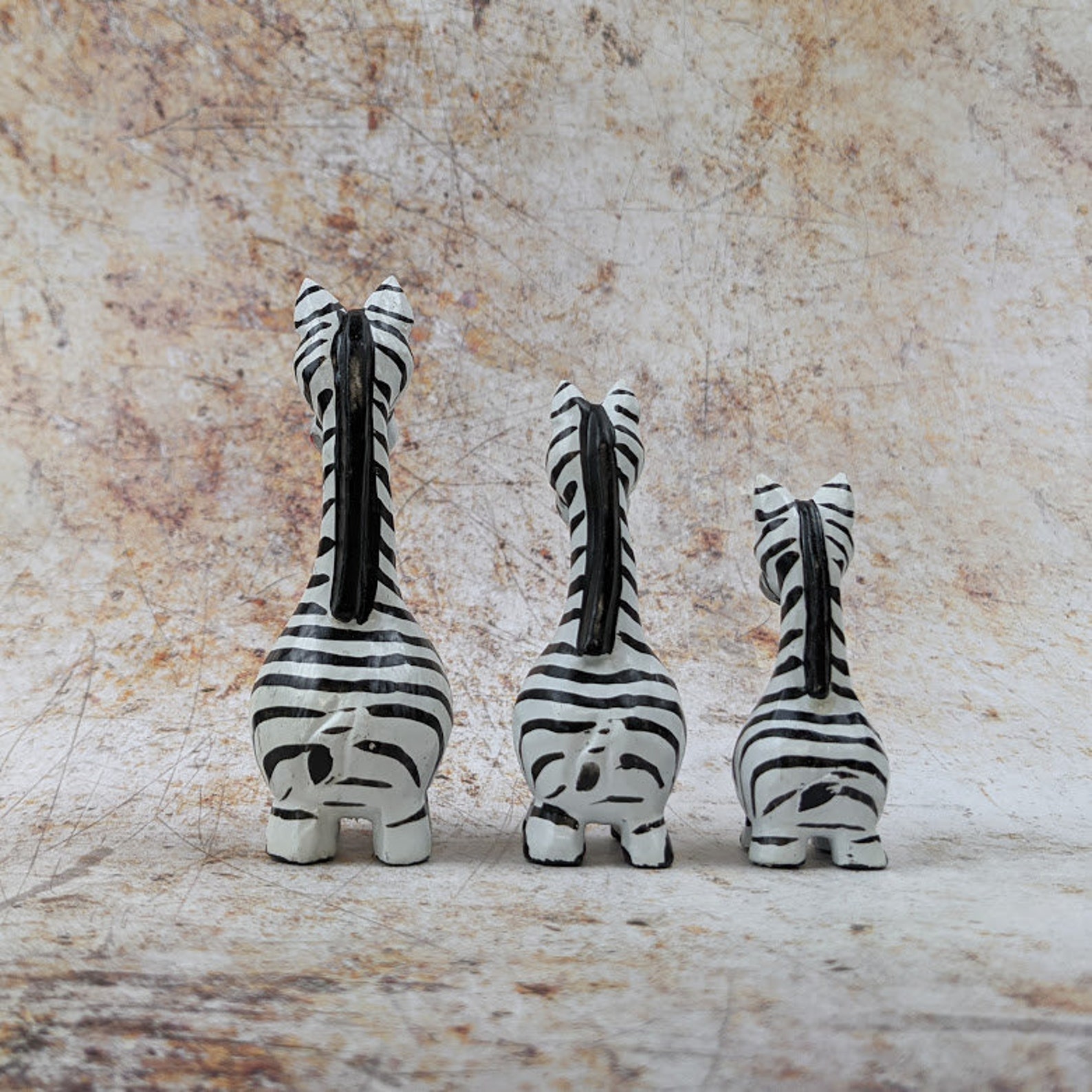 Wooden Zebra Ornament Set of 3 Etsy