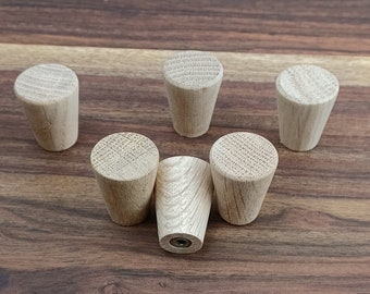 Oak Knobs shaker style unfinished set 6 flared style with screws